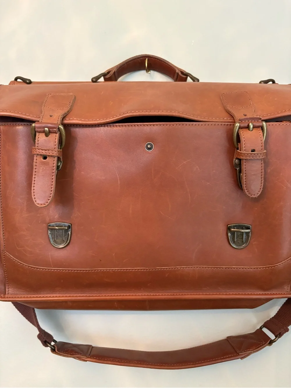 L.L. BEAN Leather Messenger Satchel Bag in Brown -